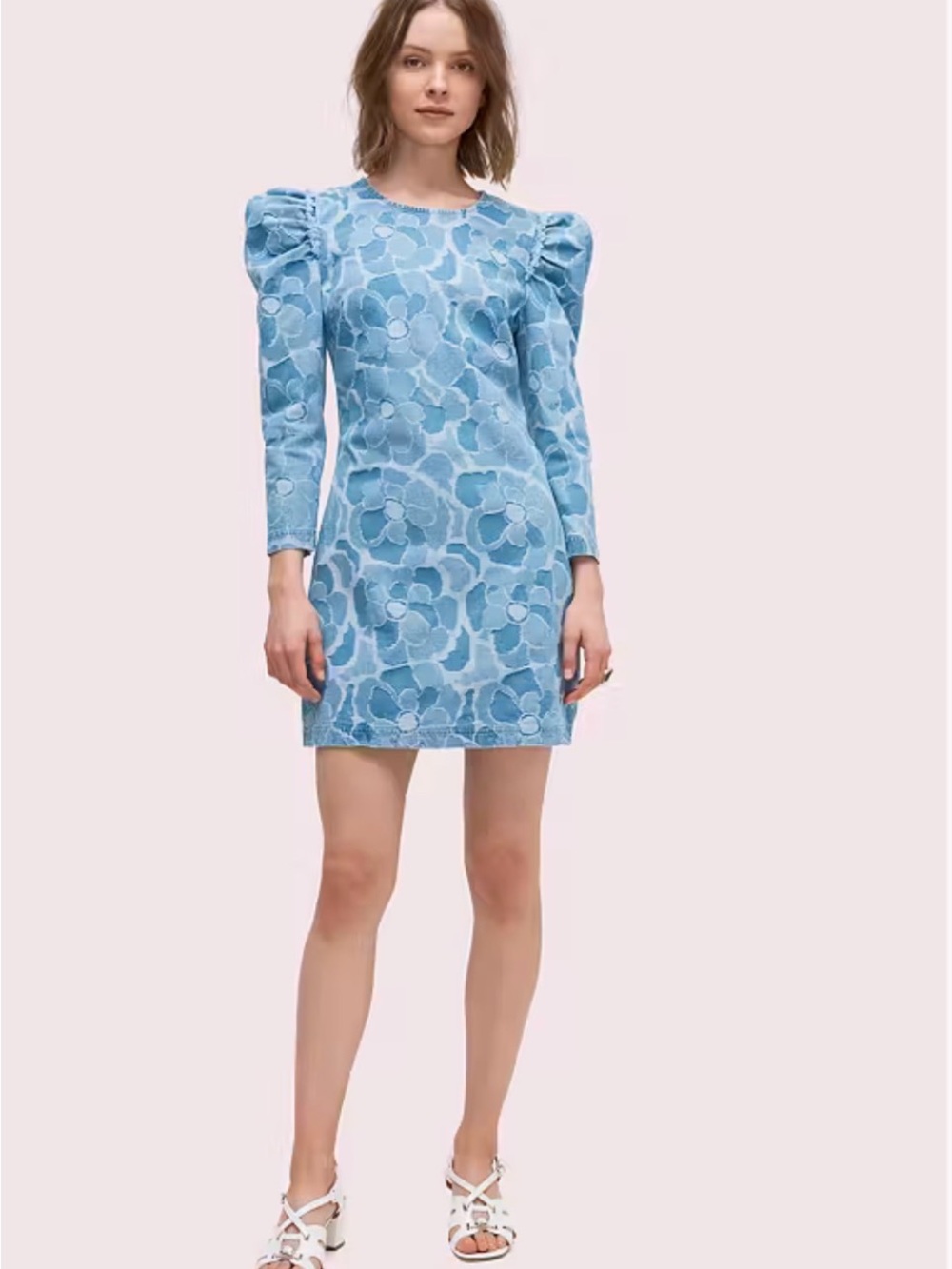 Kate Spade Abstract Peony Jacquard Denim Shift Dress Sz 0
